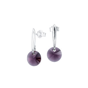 Aros Punto De Luz Plata Italiana 925 Y Cristal Genuino Antique Pink