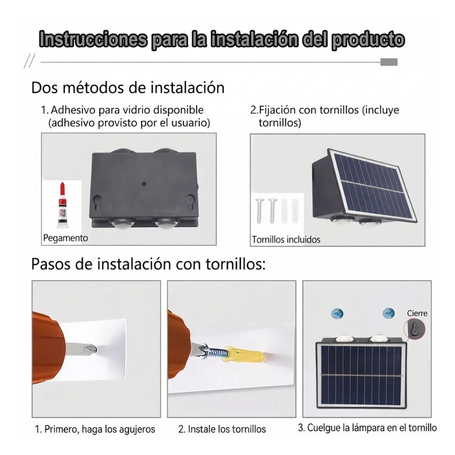 Foco Solar Led Aplique De Pared Exterior Con Sensor De Luz Impermeable Negro image number 2.0