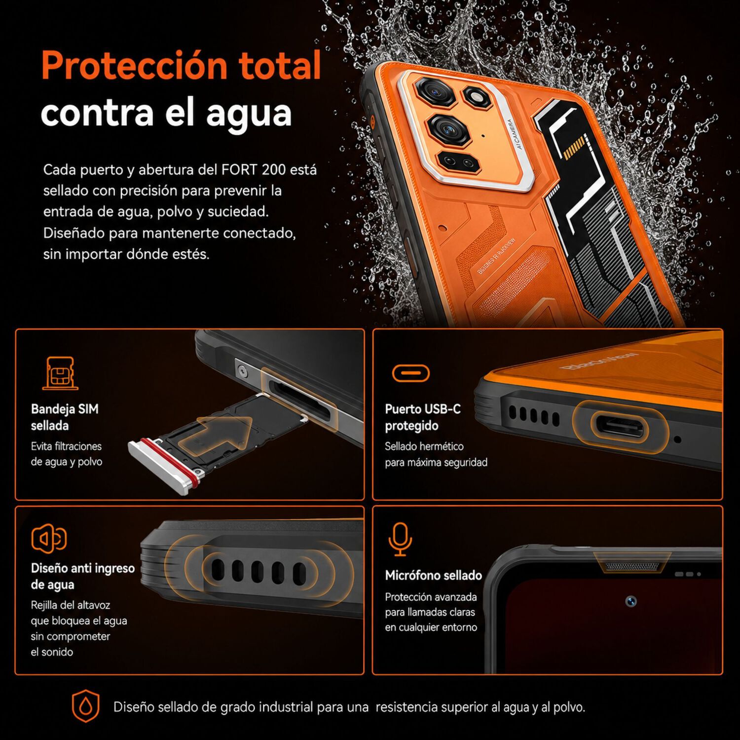 Celular Rugged Blackview Fort 200 Naranjo 256gb 108mp 24gb image number 7.0