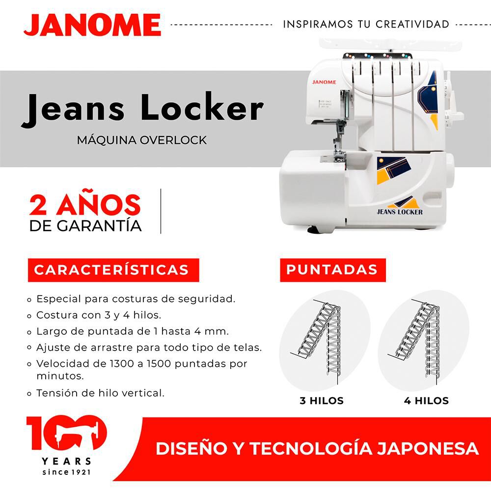 Combo Janome Máquina de Coser Easy Jeans +  Máquina Overlock Jeans Locker image number 4.0