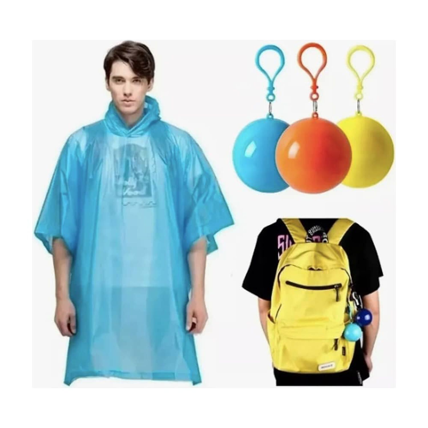 Poncho Capa Impermeable Ultraliviano Port&aacute;til Estilo Llavero L image number 0.0