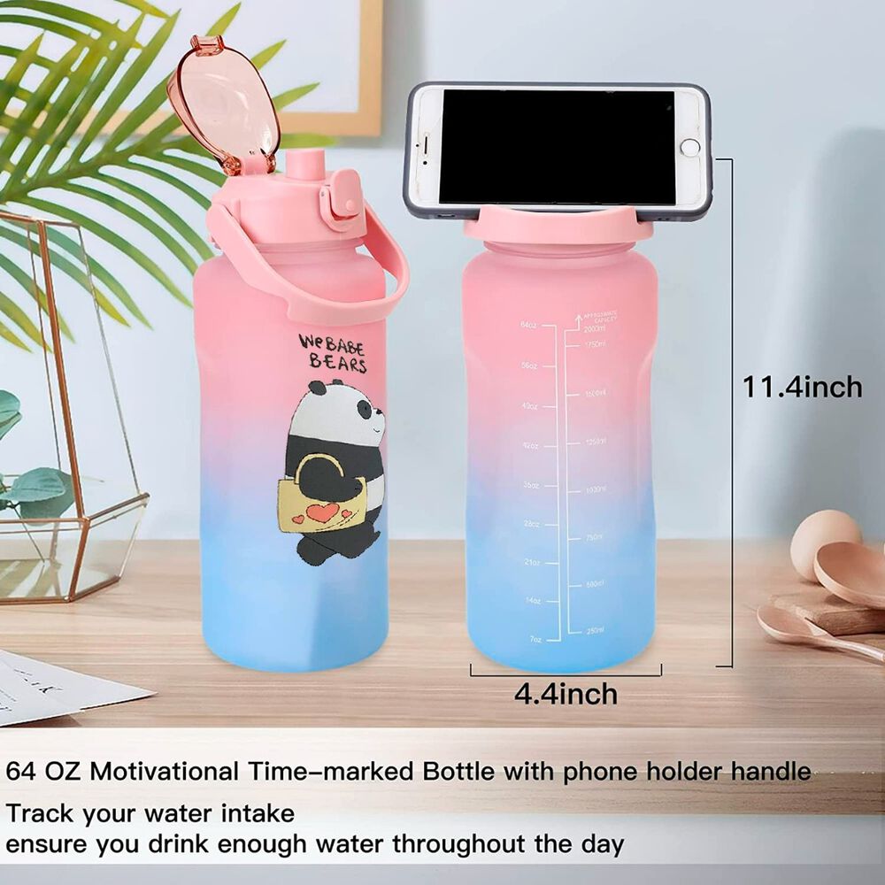 Pack 2 Botellas Agua Motivacionales 2l 900ml Rosa Celeste image number 4.0