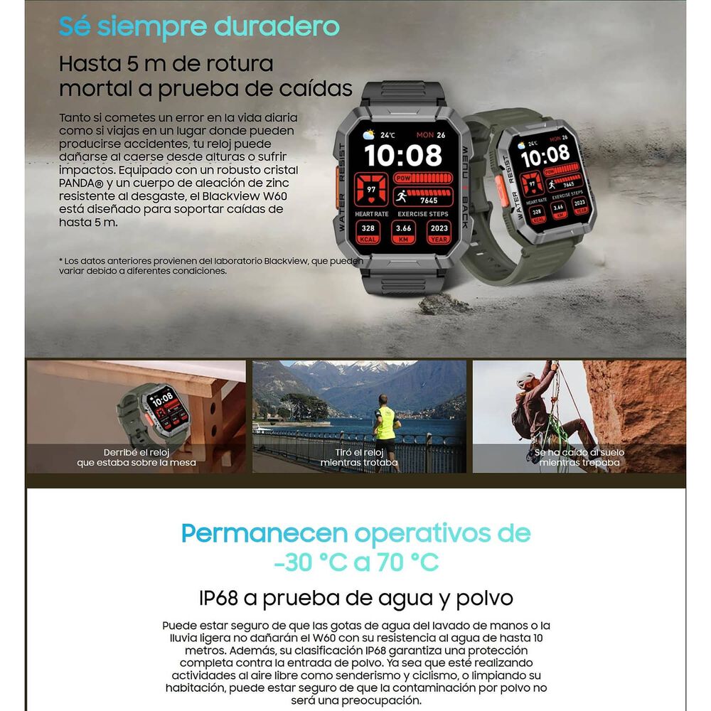 Blackview W60 Resistente Reloj Inteligente Smartwatch Band image number 3.0