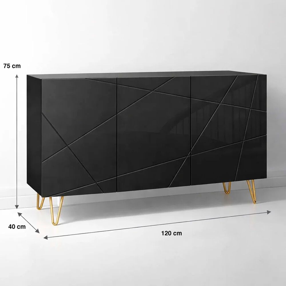 Buffet Moderno Luxline Negro Con Patas Doradas image number 3.0