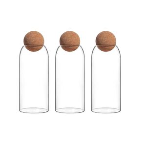 Set 3 Botellas Frascos Contenedor 1200ml Vidrio 20cm Corcho