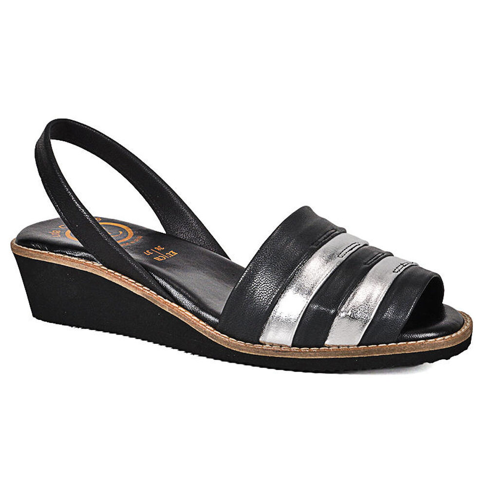 Sandalia Cuero Charmiane Negro Plata image number 0.0