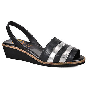 Sandalia Cuero Charmiane Negro Plata