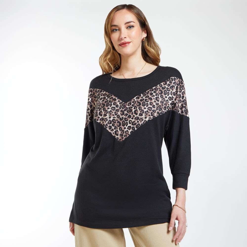 Polerón Liso Print Regular Cuello Redondo Mujer Geeps image number 0.0