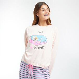 Polera De Pijama Algodón Manga Larga Mujer Freedom