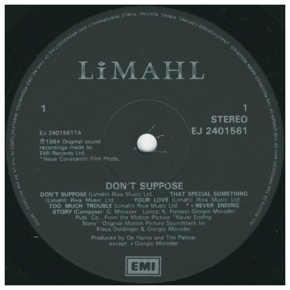 Limahl - Don't Suppose | Vinilo Usado image number 0.0