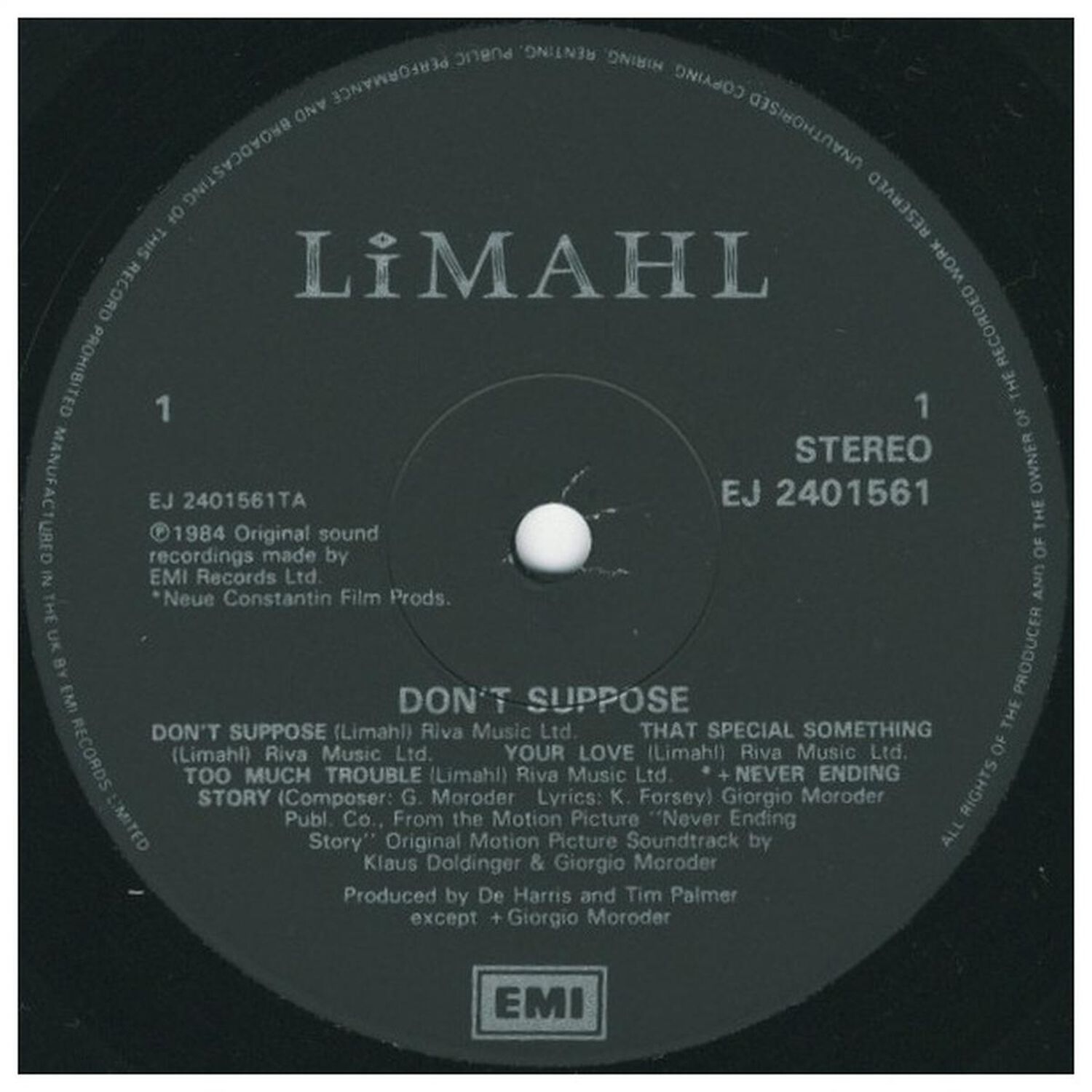 Limahl - Don't Suppose | Vinilo Usado image number 0.0
