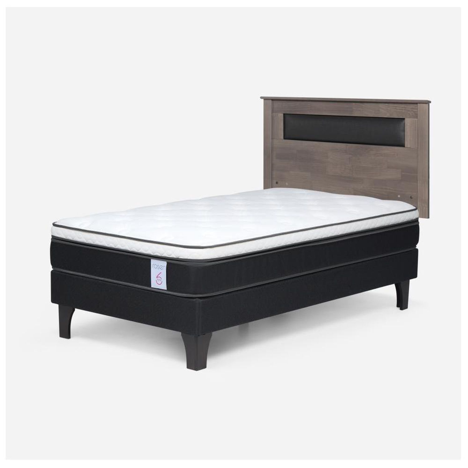 Cama Europea Rosen New Style / 1 Plaza / Base Normal + Respaldo image number 1.0