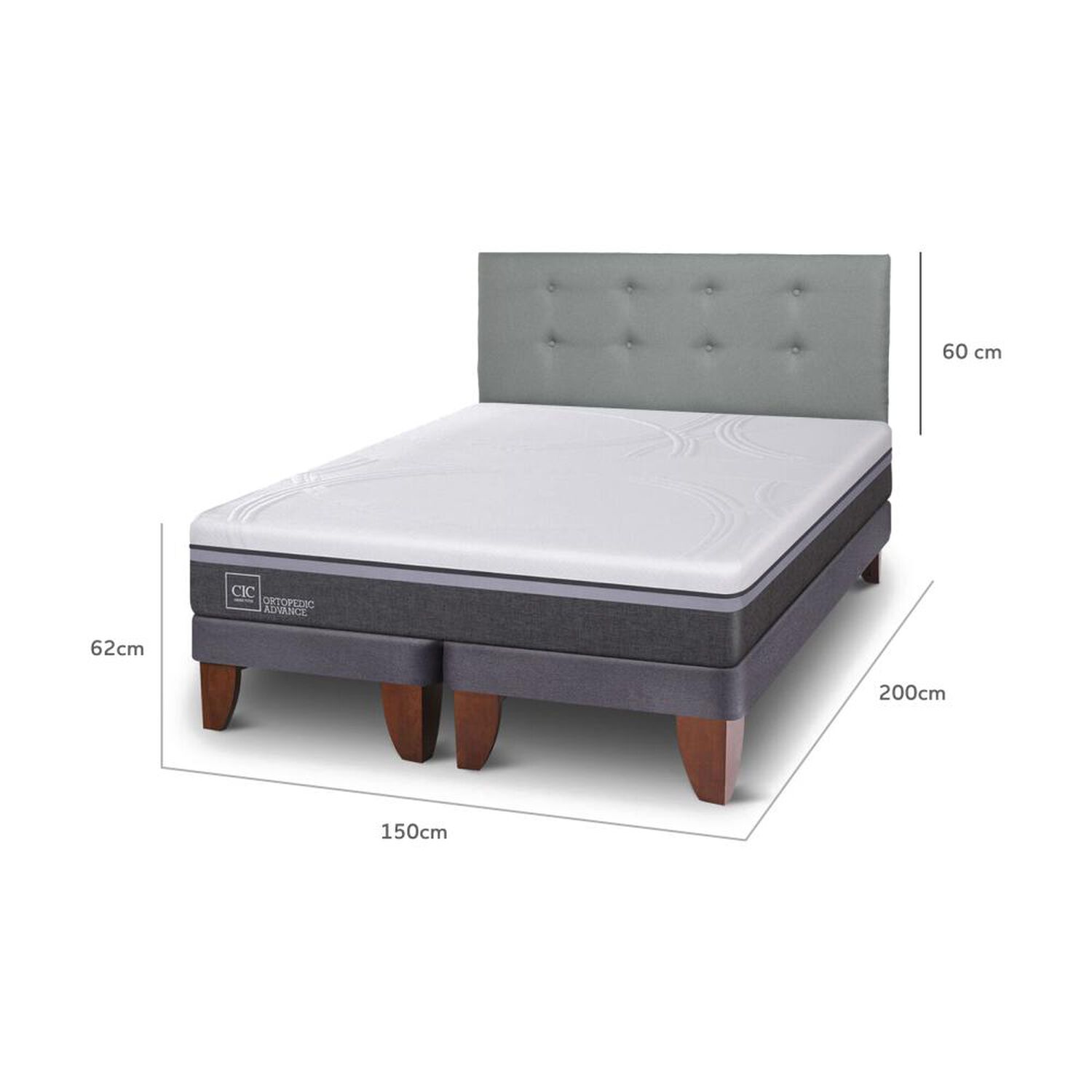 Cama Europea Cic Ortopedic Advance / 2 Plazas / Base Dividida + Respaldo image number 4.0