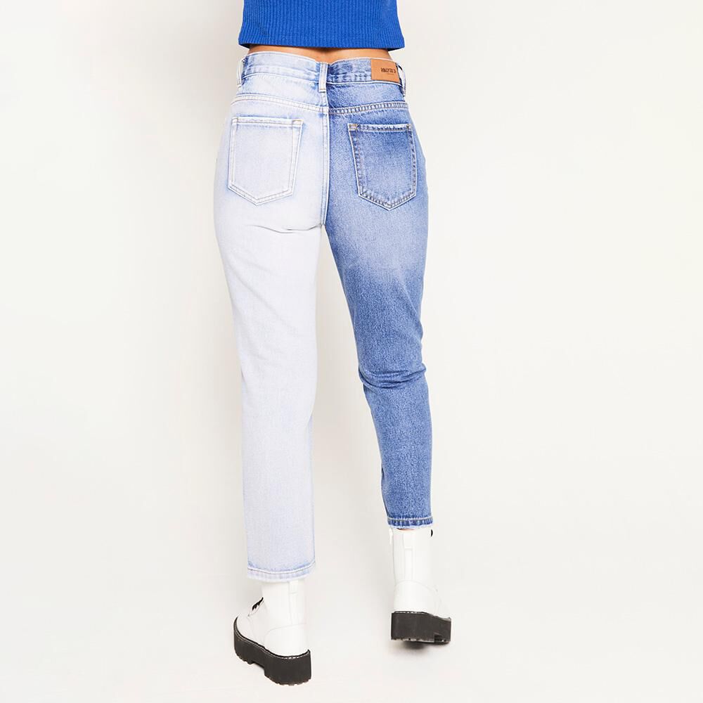 Jeans Duo Color Tiro Alto Mom Mujer Rolly Go image number 2.0