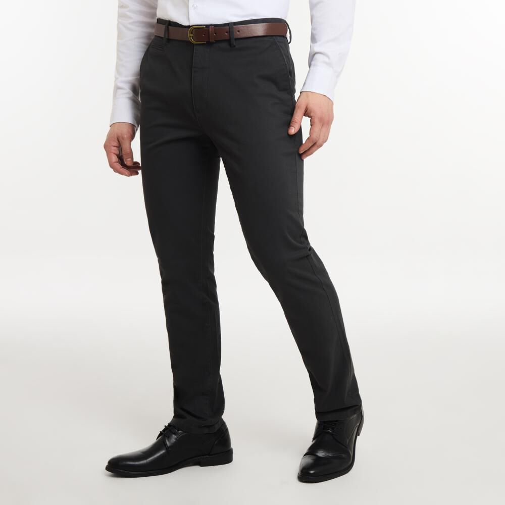 Pantalón Tiro Medio Slim Hombre Az Black image number 2.0