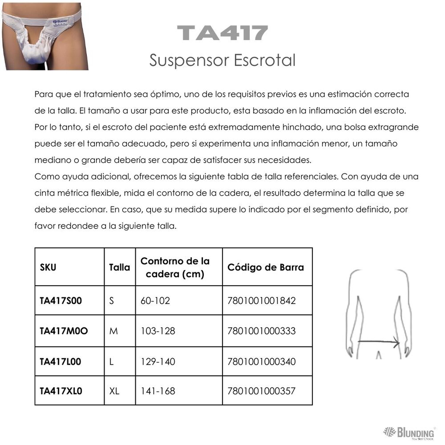 Soporte, Suspensor Escrotal Post Operatorio Talla L-blunding image number 2.0