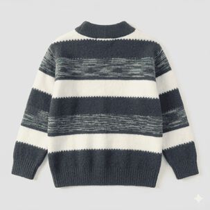Sueter Ni&ntilde;o Invierno Tejido Rayado Cuello Alto Moda Infantil