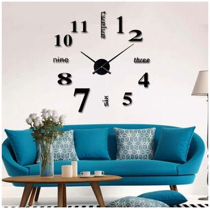 Reloj De Pared Con Pegatinas De Espejo Acr&iacute;lico Negro15