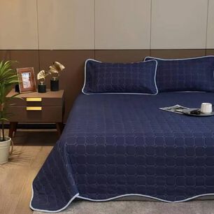 Cubrecama Quilt Cobertor King Azul Y Azul Claro