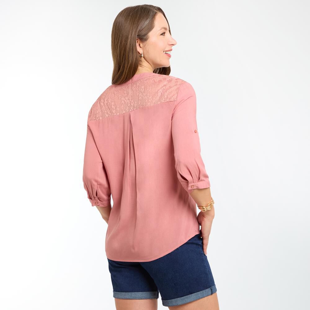 Blusa Manga Larga Roll Up Cuello V Mujer Geeps image number 3.0