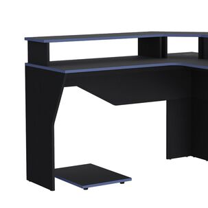 Escritorio Gamer En L 88,5x127,9x127,9 Cm Fm-046n Negro Y Azul
