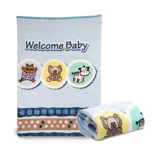 Frazada Reversible Bebesit Animal Celeste
