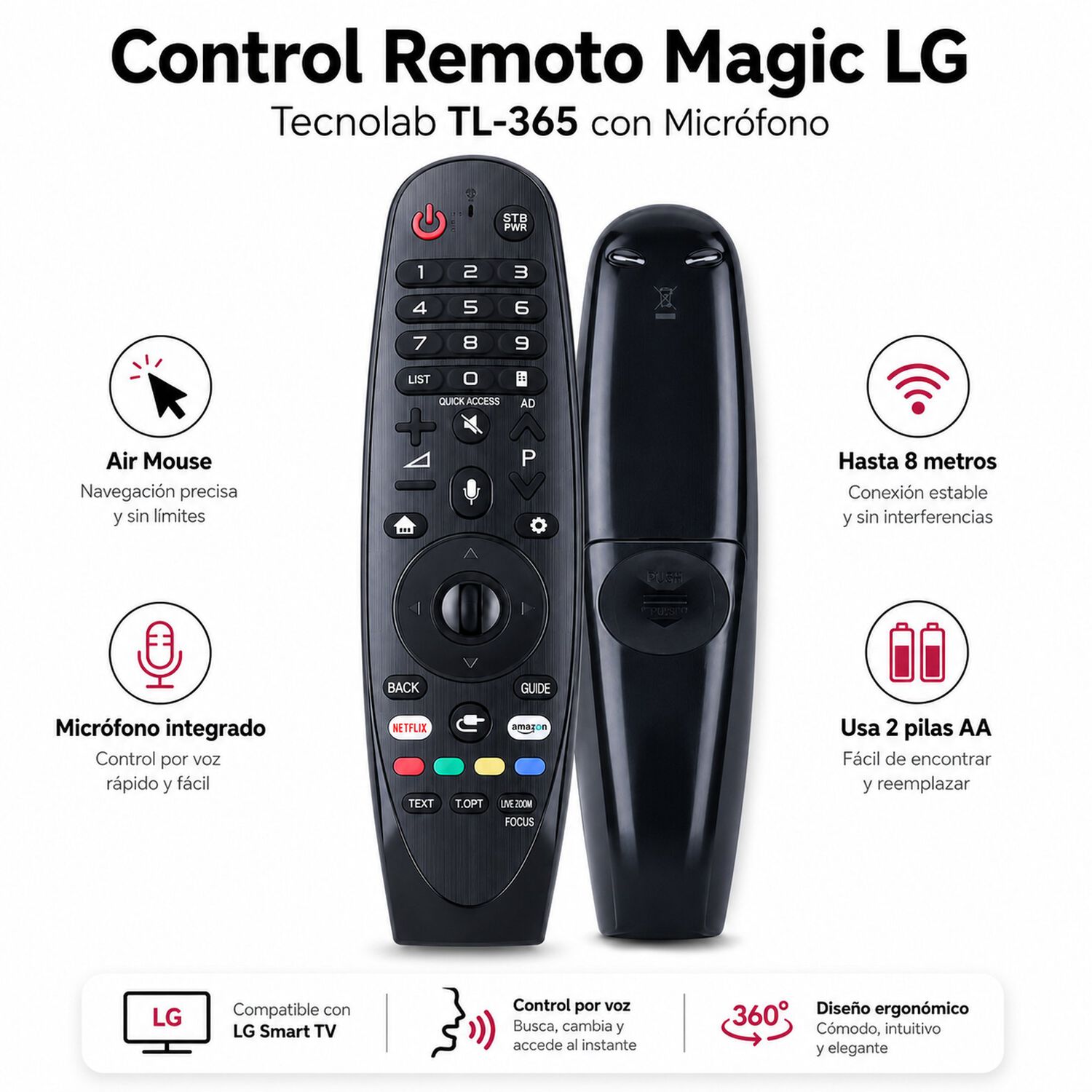 Control Remoto Para Lg Smart Tv Magic Con Micr&oacute;fono Tl-365 image number 5.0