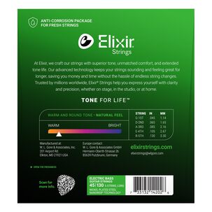 Set De 5 Cuerdas Bajo El&eacute;ctrico Elixir Acero Niquelado 45-130 14202