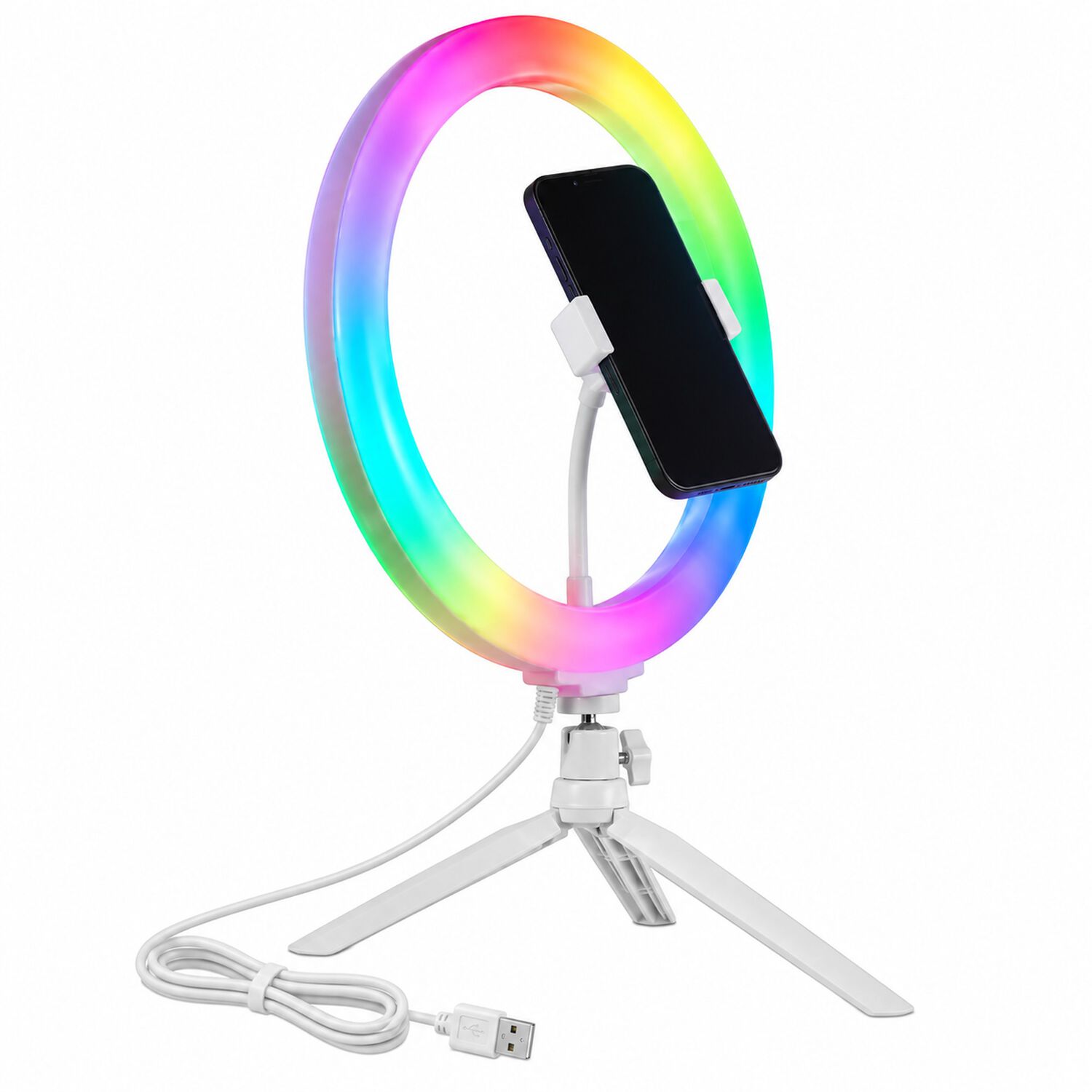 Aro De Luz Multicolor Rgb 12" Con Soporte Para Smartphone image number 0.0