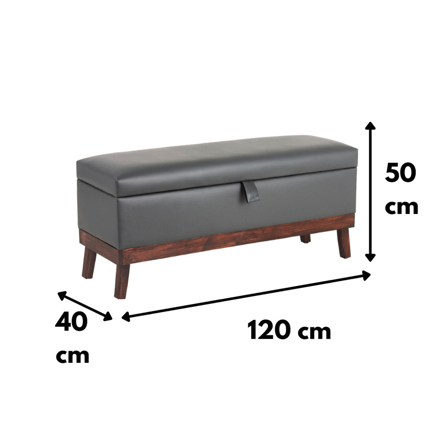 Banqueta Con Ba&uacute;l Incy Gris Eco Cuero 120x40x50 Cm M&aacute;xima Design image number 4.0