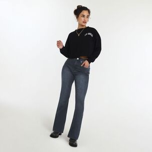 Jeans Flare Con Focalizado Tiro Medio Flare Mujer Freedom