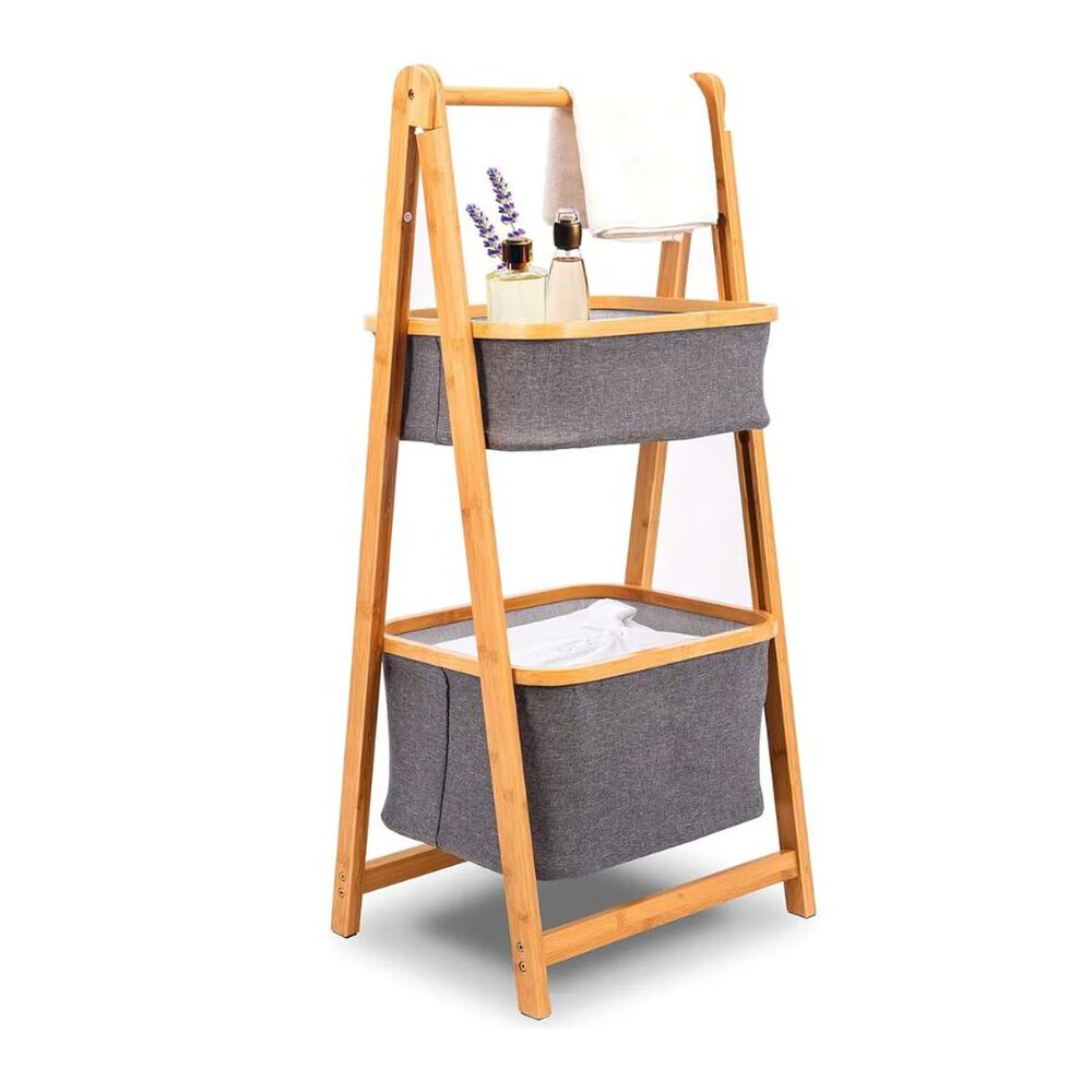 Estante De Almacenamiento De 2 Niveles Con Cesto Plegable image number 0.0