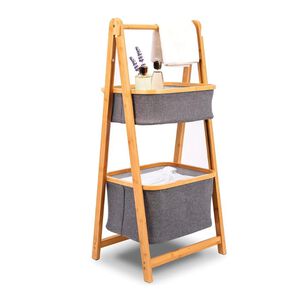 Estante De Almacenamiento De 2 Niveles Con Cesto Plegable