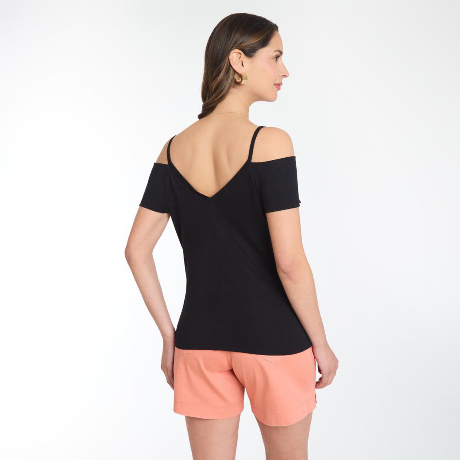 Polera Hombros Descubiertos Manga Corta Cuello V Mujer Kimera image number 3.0
