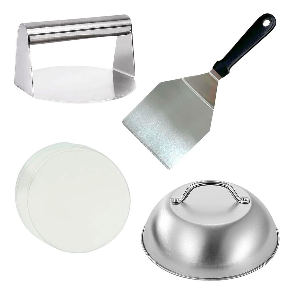 Kit Prensa Hamburguesas Acero Inoxidable 4 Piezas image number 0.0
