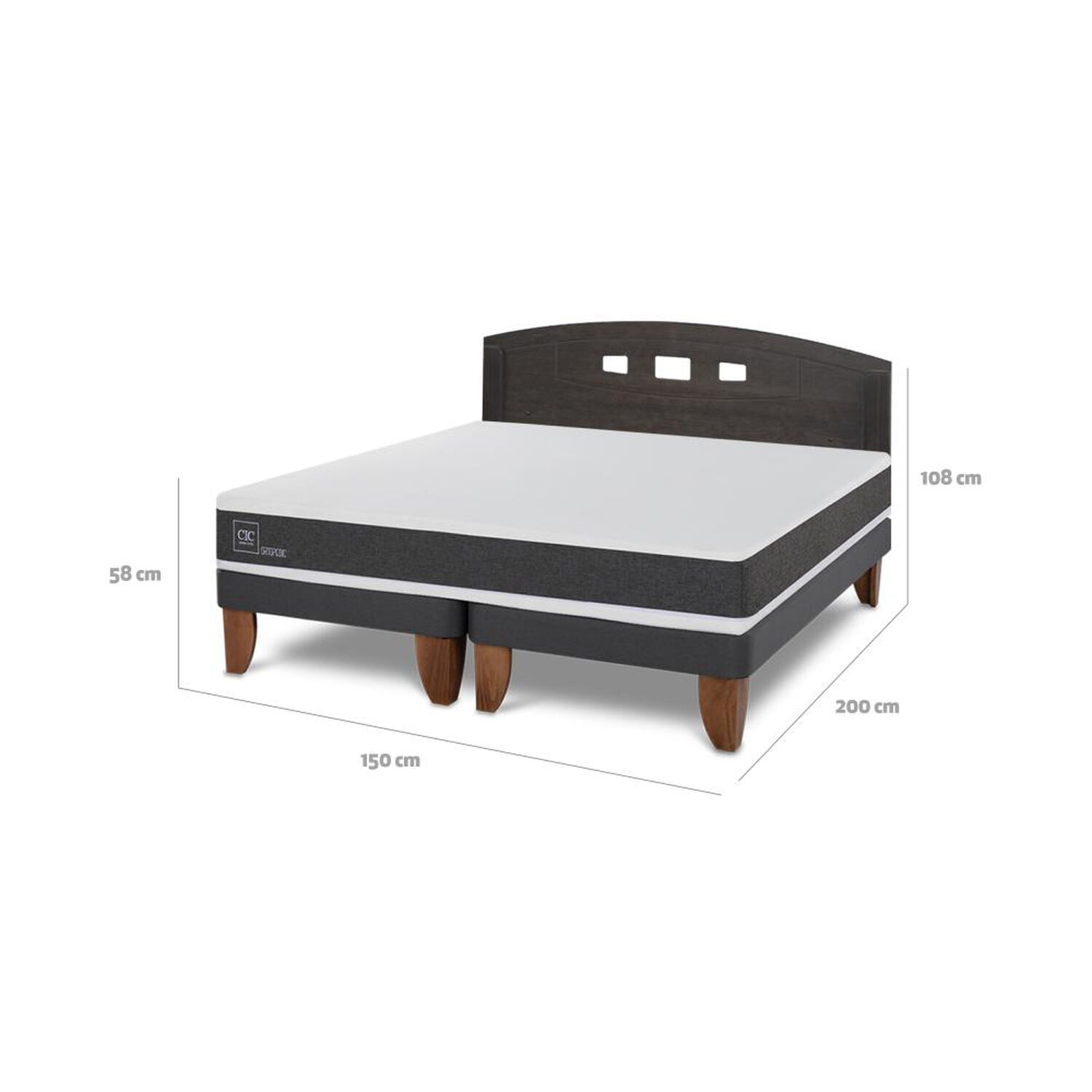 Cama Europea Cic Ortopedic / 2 Plazas / Base Dividida + Respaldo image number 4.0