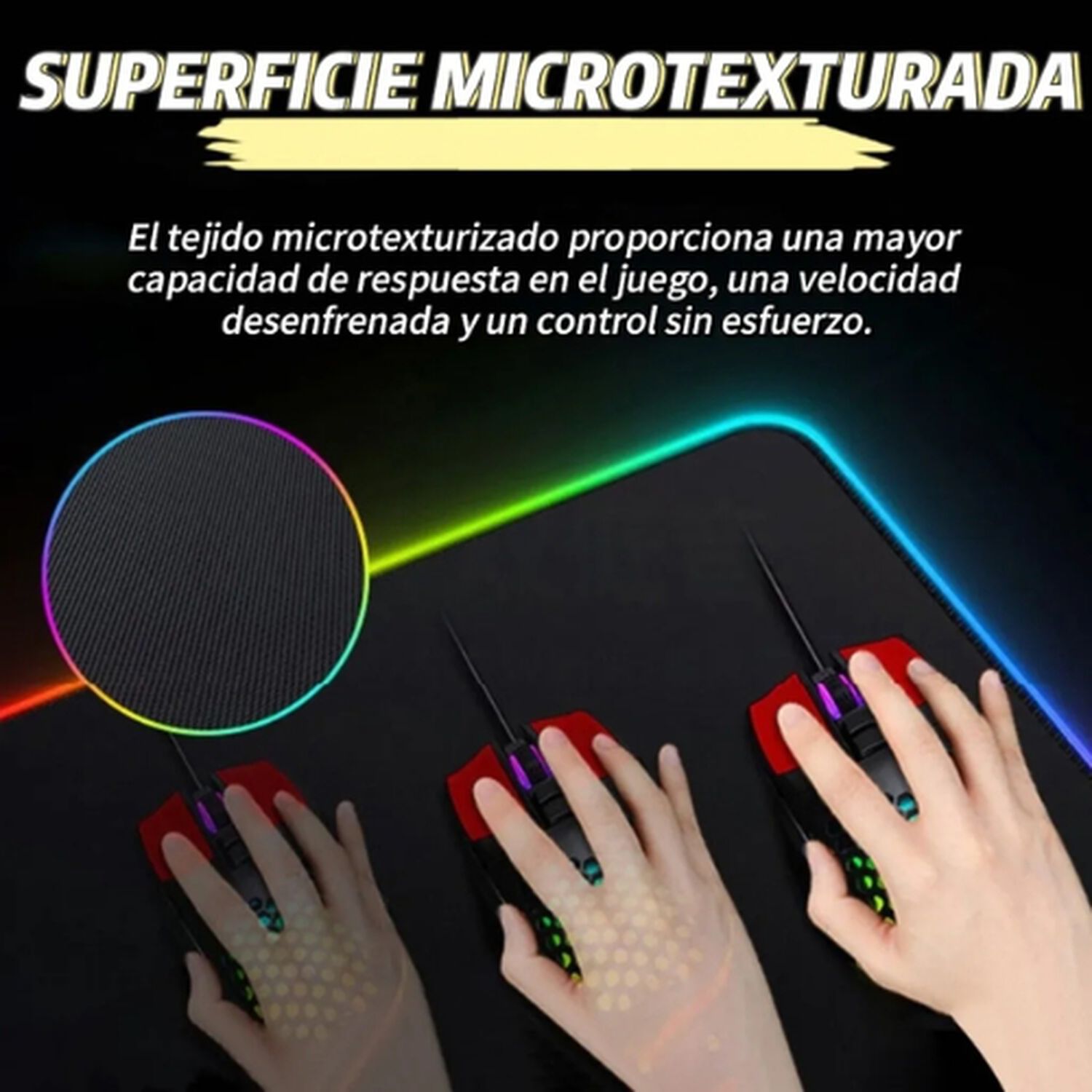 Alfombrilla Mousepad 30x80 Con Luz Led Rgb Antideslizante image number 3.0