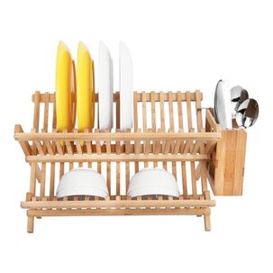 Escurridor De Platos Bambú Ecológico Plegable Y Funcional