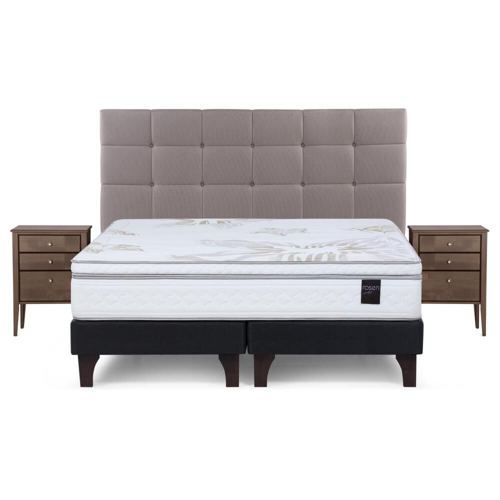 Cama Europea Rosen Art 4 / King / Base Dividida + Set De Maderas Issey Vison image number 0.0