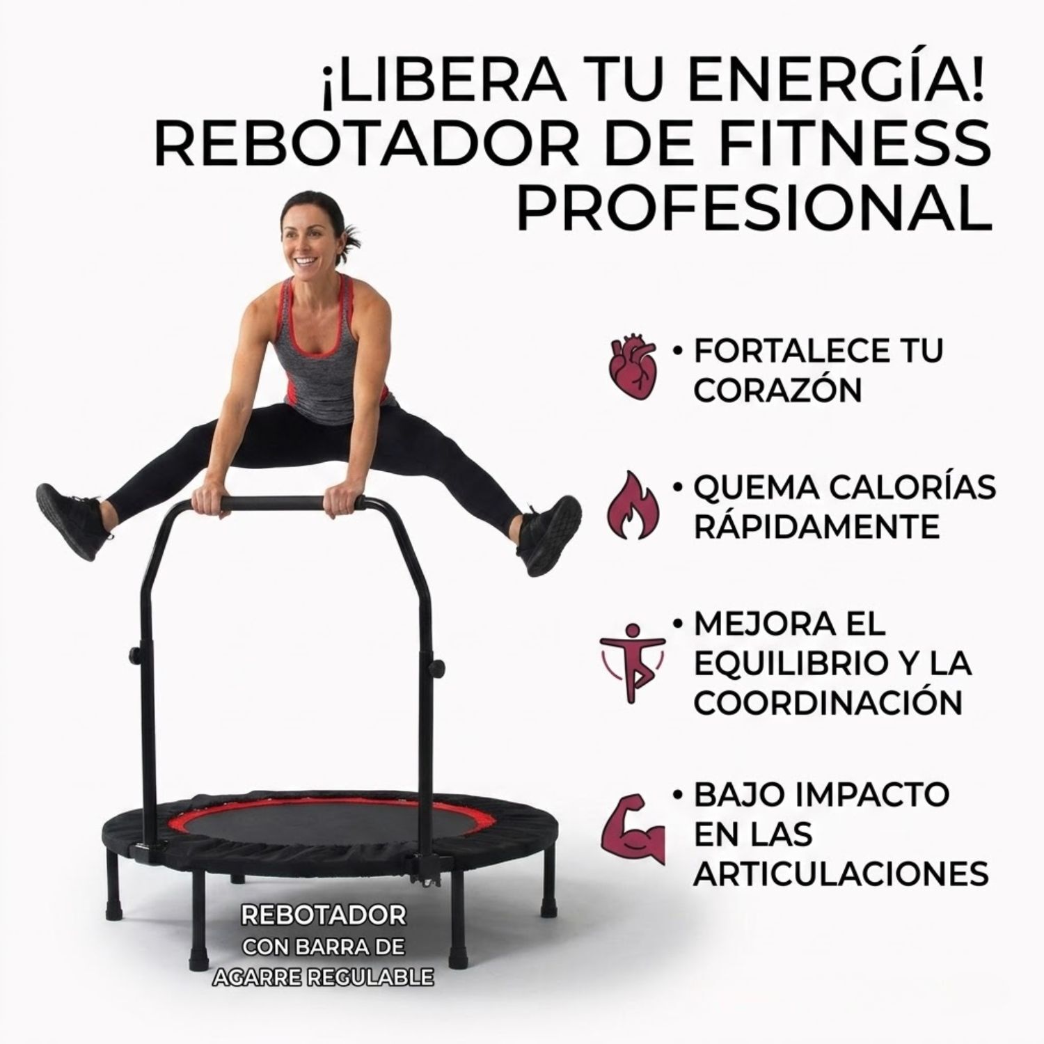 Trampol&iacute;n Fitness 1,02 M Con Barra Ejercicio Resistente image number 3.0