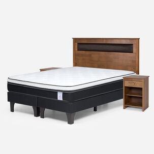 Cama Europea Rosen New Style 6 / 2 Plazas / Base Dividida + Set De Maderas Ferrara