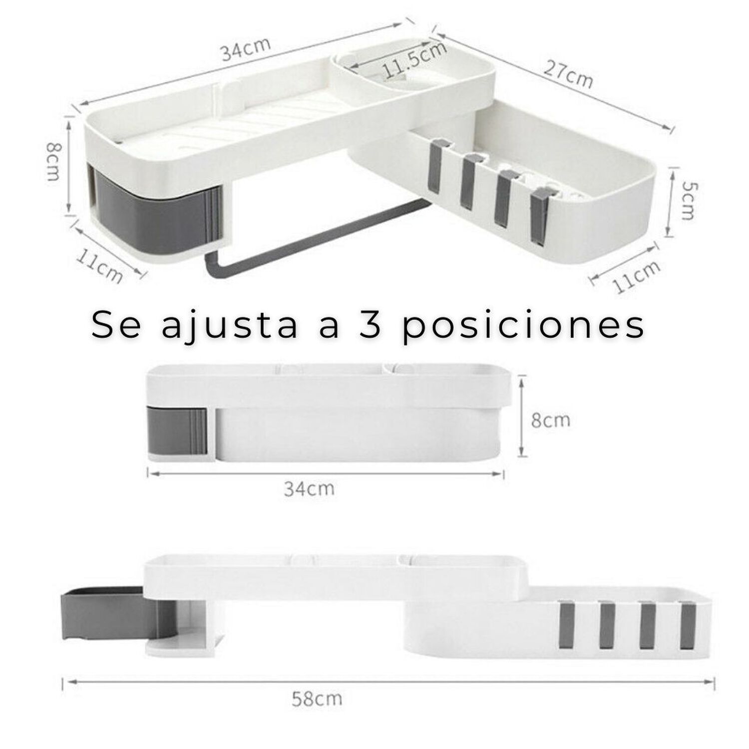 Organizador Esquinero Ajustable Multiuso Para Ba&ntilde;o Y Cocina image number 5.0