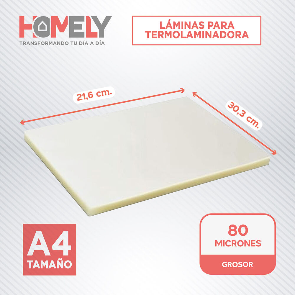 Láminas Termolaminadora A4 100 Micas Plastificadoras 22x30 image number 1.0