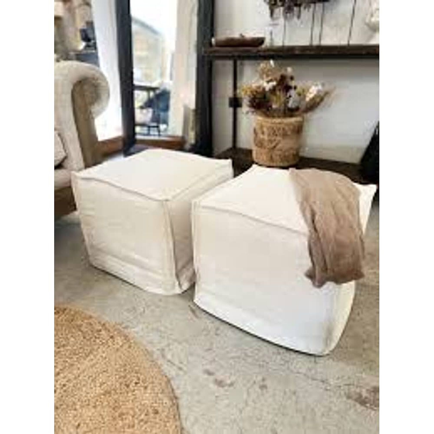 Set De 2 Pouf De Ecocuero Cuadrado 45x45cm image number 1.0