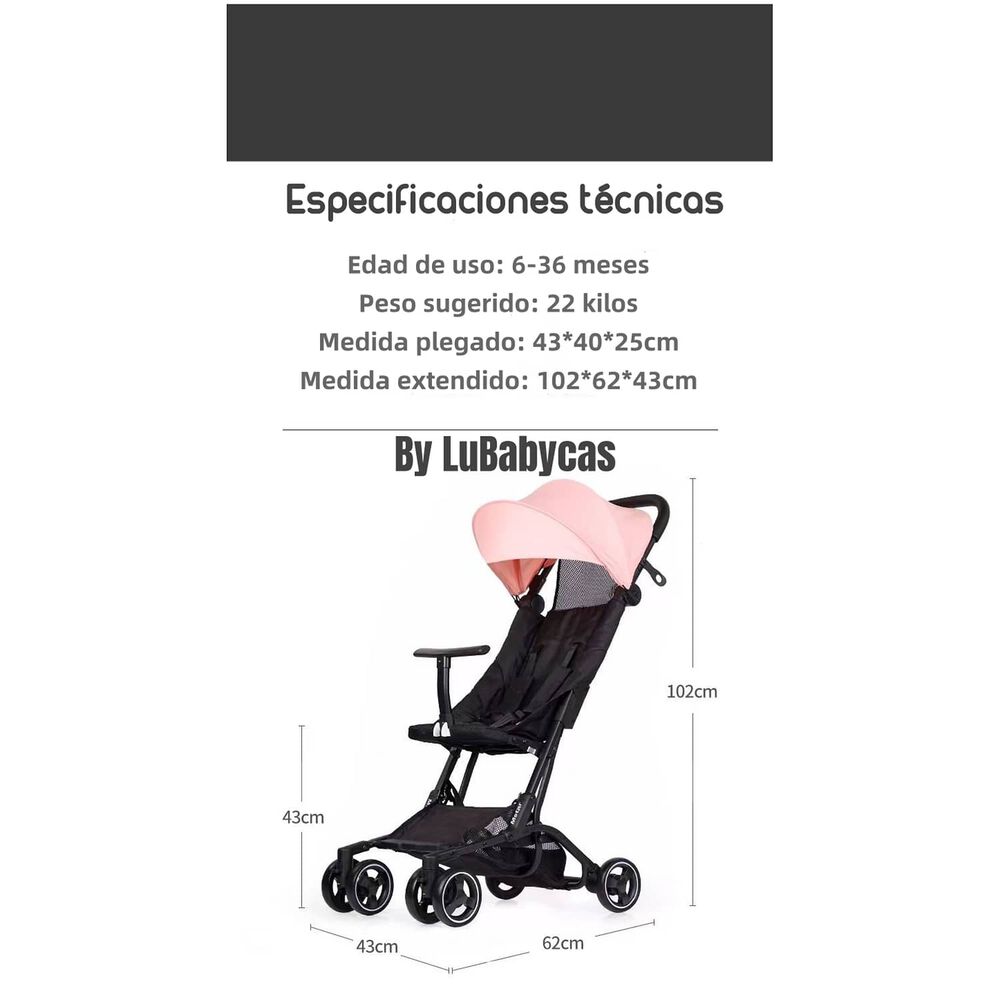 Coche De Paseo Premium &Uacute;ltra Compacto Lubabycas Negro image number 5.0