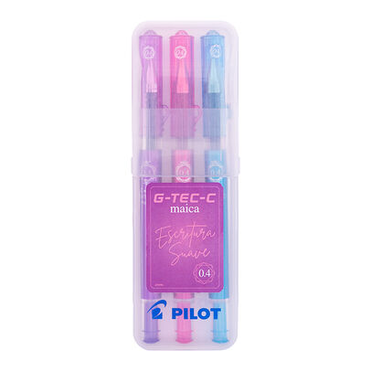 Set 3 L&aacute;pices Gel Gtec Maica 0.4mm (04) Pilot