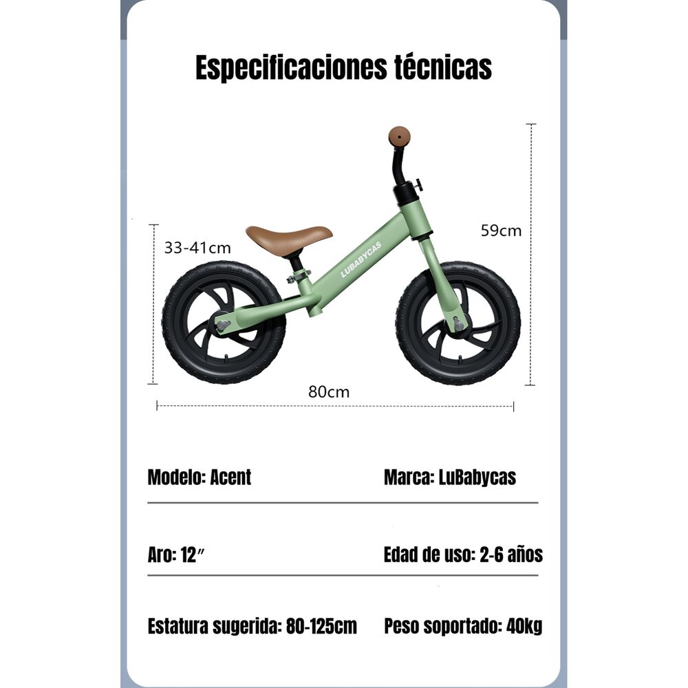 Bicicleta De Equilibrio 2-6 A&ntilde;os Aro 12 Acent Lubabycas image number 4.0