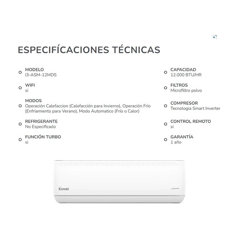 Aire Acondicionado Split Frio-calor Inverter 18000 Btu Wifi Kendal image number 3.0