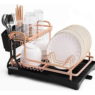 Secaplatos Aluminio 2 Niveles Color Rose Gold