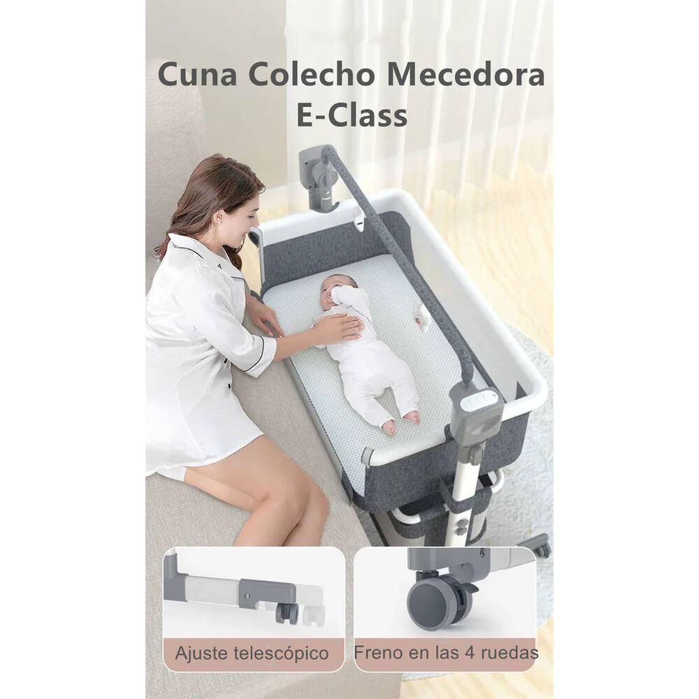 Cuna Colecho Mecedora El&eacute;ctrica Rosada Lubabycas image number 2.0